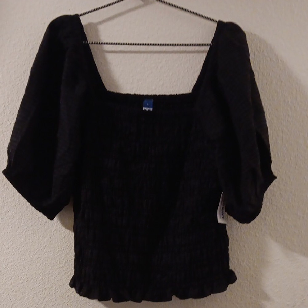 Old Navy Black Puff Sleeve Blouse